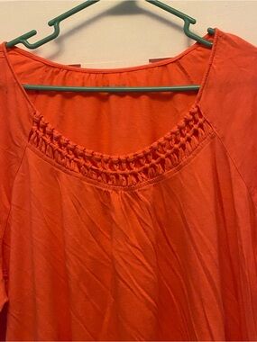 Catherines Bright Orange Scoop-Neck Tunic with Crochet Yoke 22/24 2X NWT